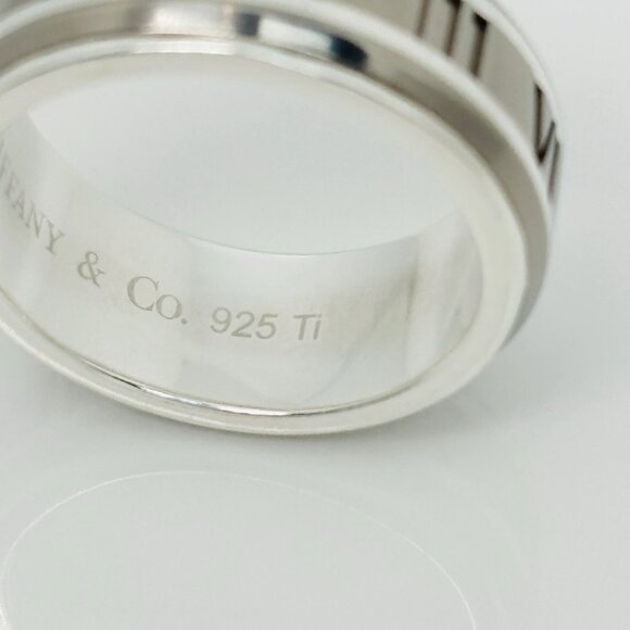 Size 9 RARE Tiffany Atlas Ring in Silver and Titanium Mens Unisex - Picture 7 of 10